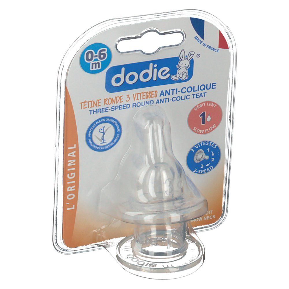 dodie® Tétine silicone ronde vitesse 3 Anti-colique