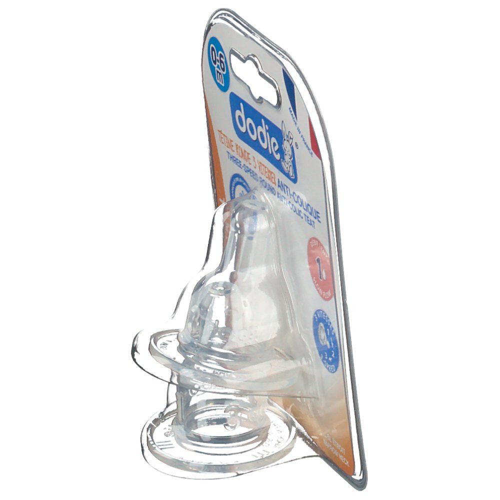 dodie® Tétine silicone ronde vitesse 3 Anti-colique