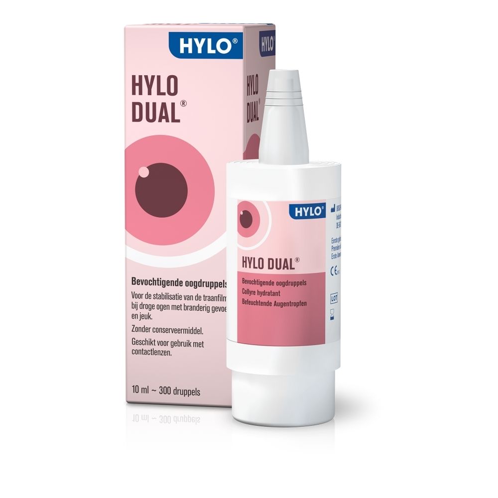 Boîte de gouttes oculaires Hylo-Dual (Français).