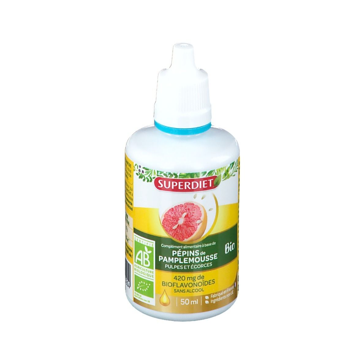 SUPER DIET Extrait de Pépins de pamplemousse (+Pulpe et Ecorce) 400 mg Bio