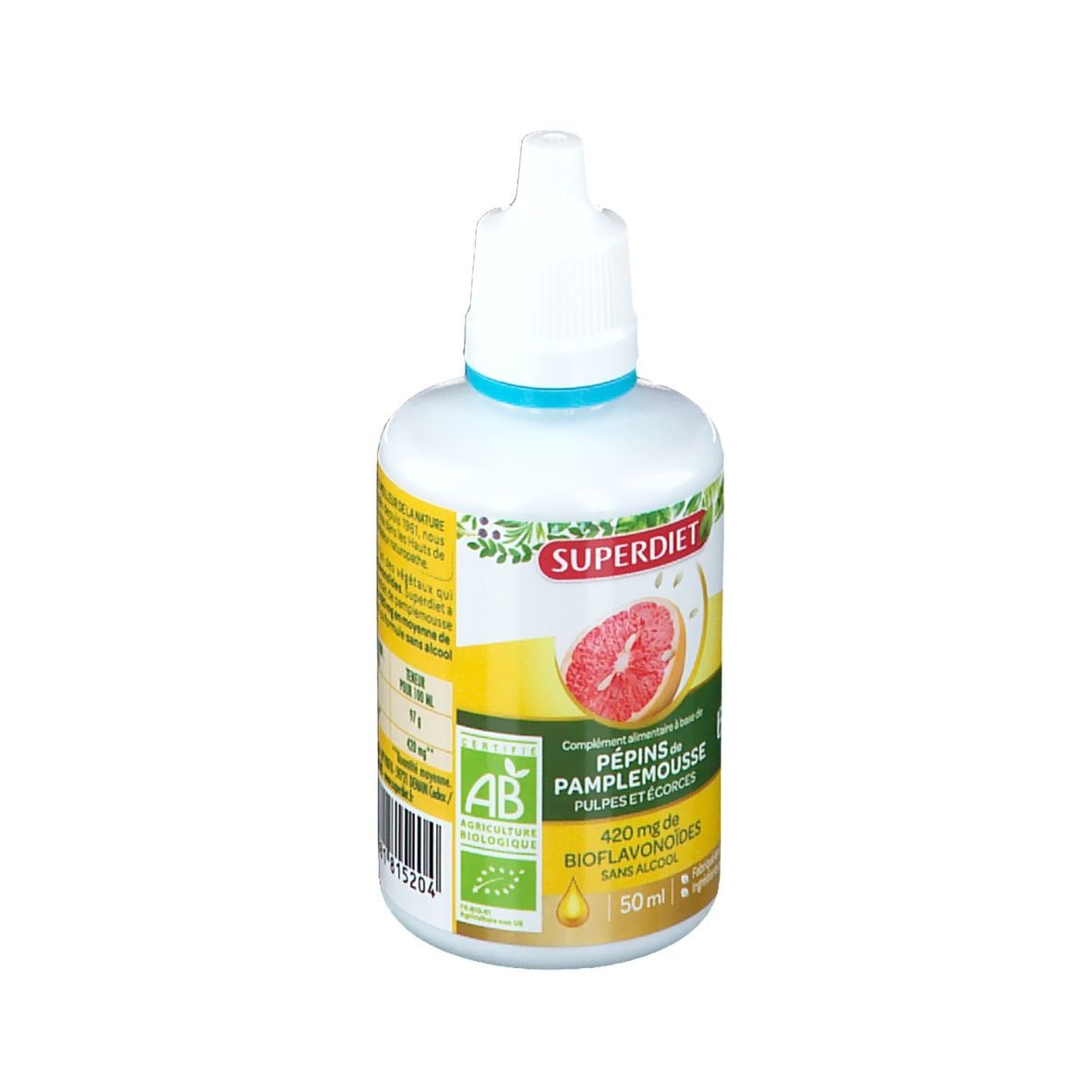 SUPER DIET Extrait de Pépins de pamplemousse (+Pulpe et Ecorce) 400 mg Bio