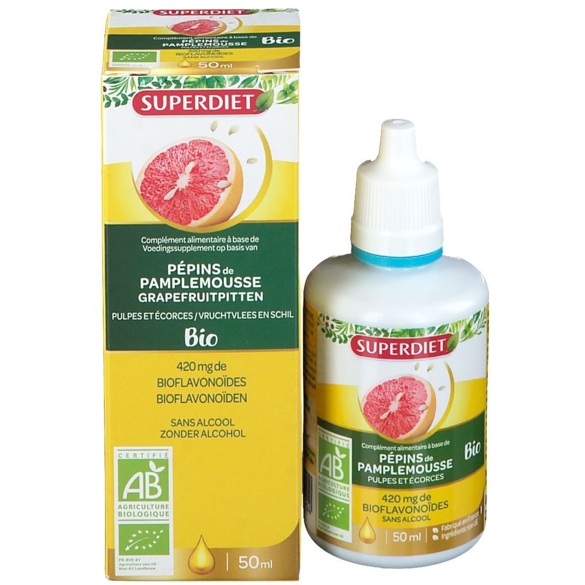 SUPER DIET Extrait de Pépins de pamplemousse (+Pulpe et Ecorce) 400 mg Bio
