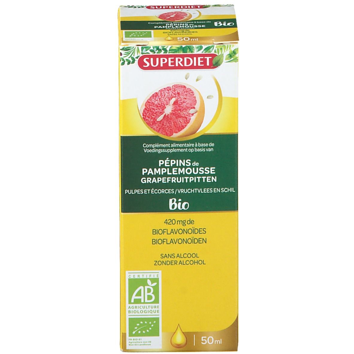 SUPER DIET Extrait de Pépins de pamplemousse (+Pulpe et Ecorce) 400 mg Bio