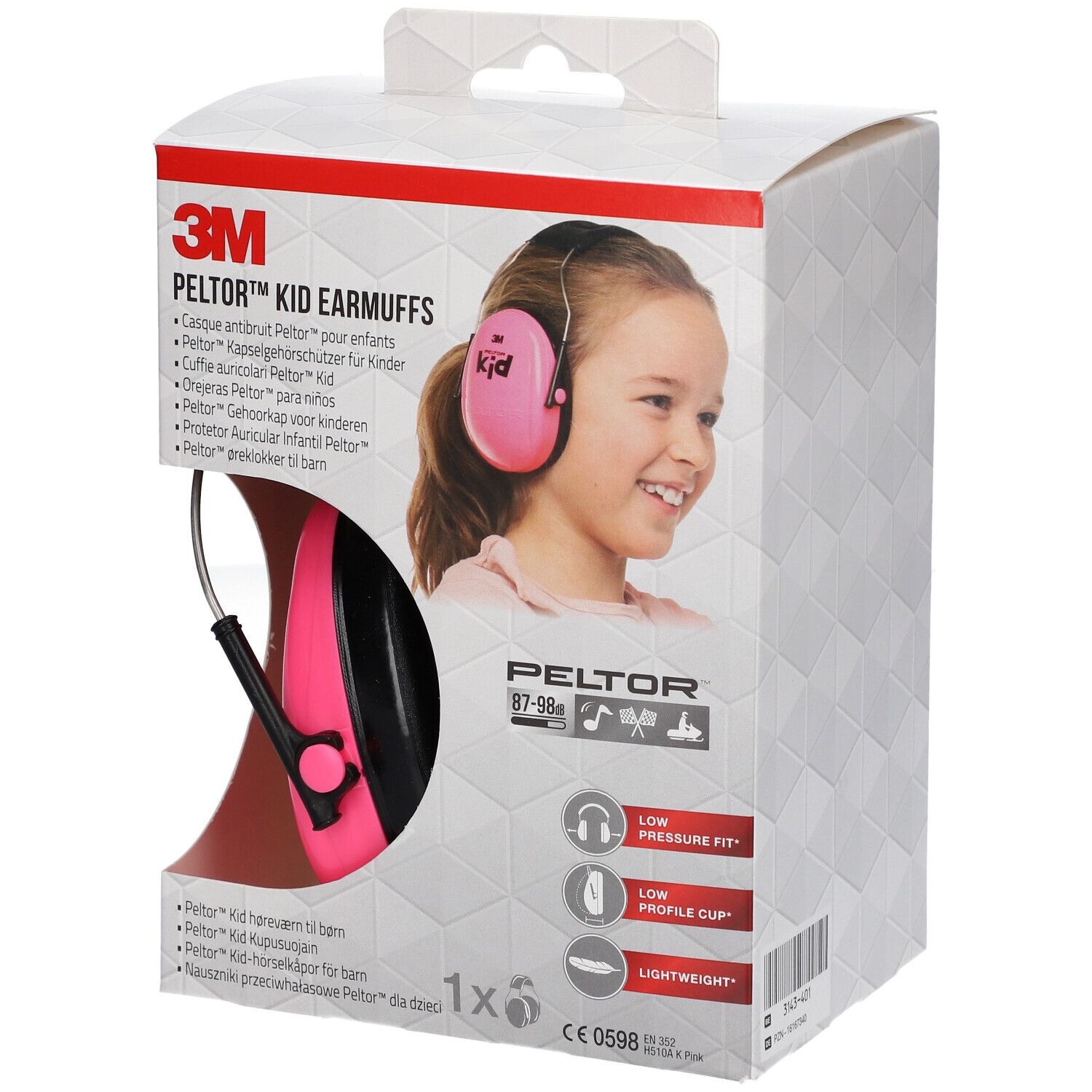 3M Peltor™ Kid™ Casque antibruit enfants Rose fluo