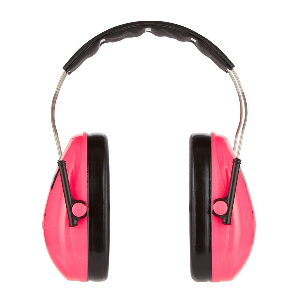 Emballage avec casque antibruit. Enfant avec cache-oreilles roses. 3M Peltor Kid. Infos.
