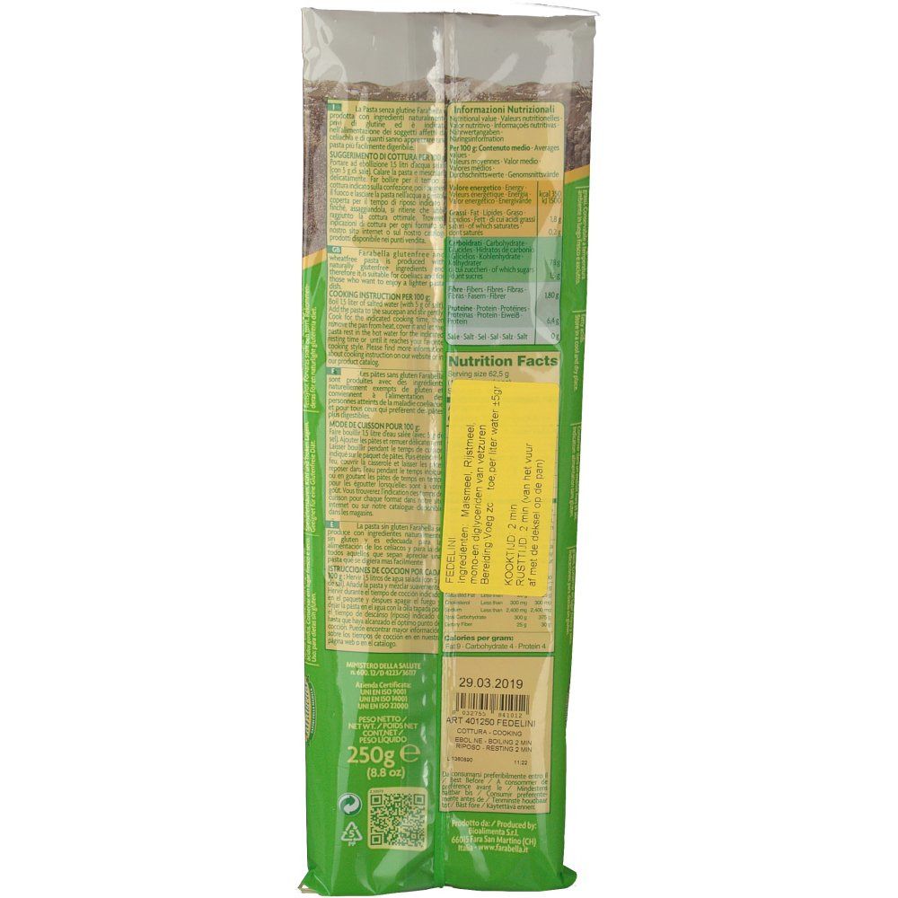 Farabella Fedelini Pâtes Sans Gluten