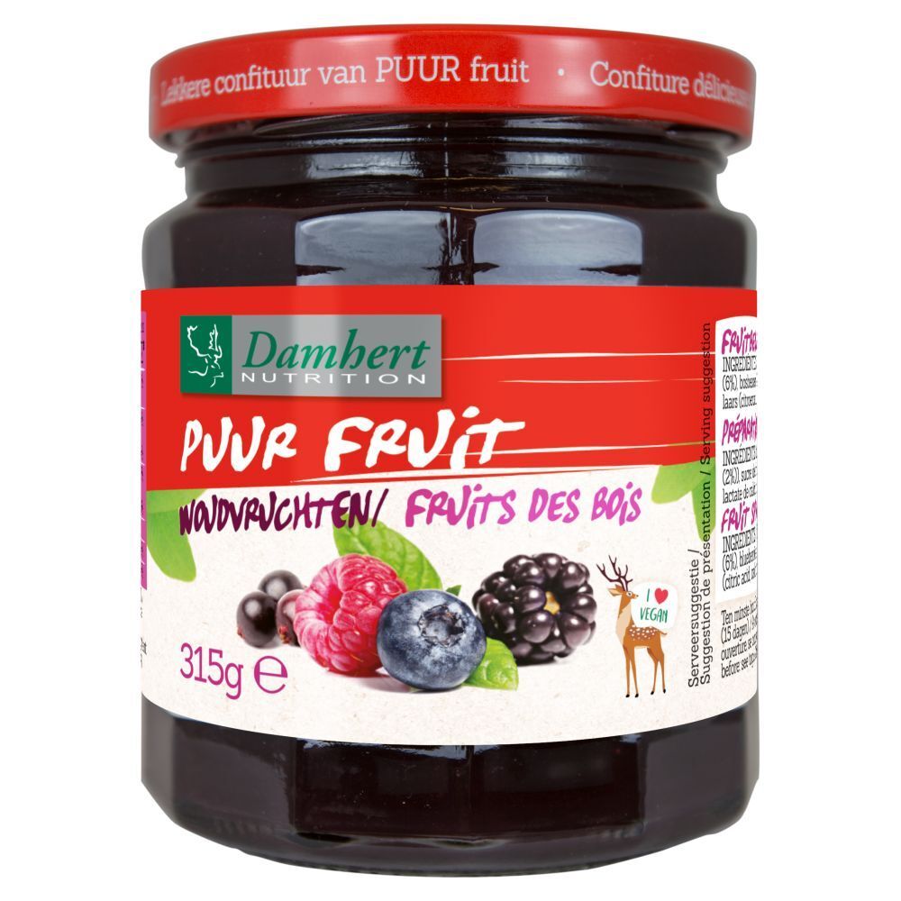 Damhert No Sugar Added 100 % Fruits Confiture Fruit des bois