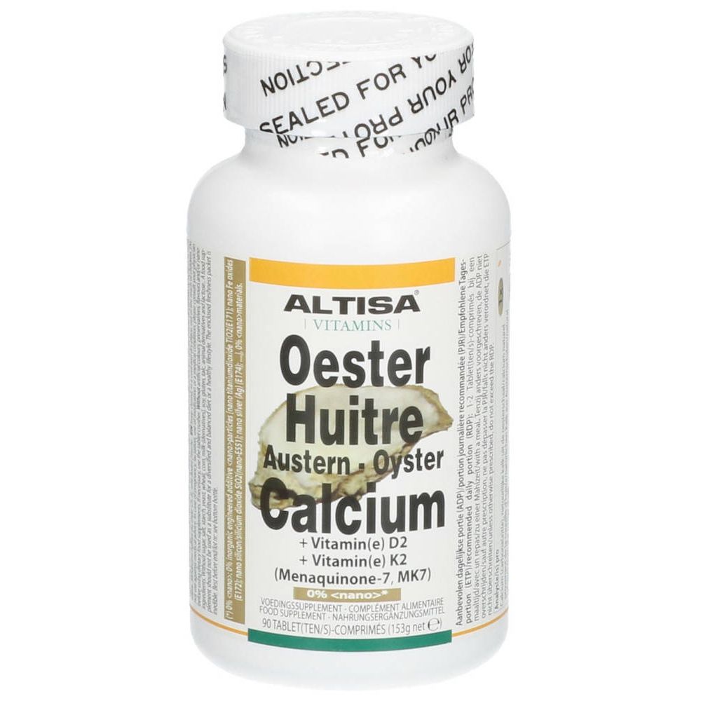 ALTISA Calcium coquilles d'huître 500 mg + Vitamine D2 + Vitamine K2