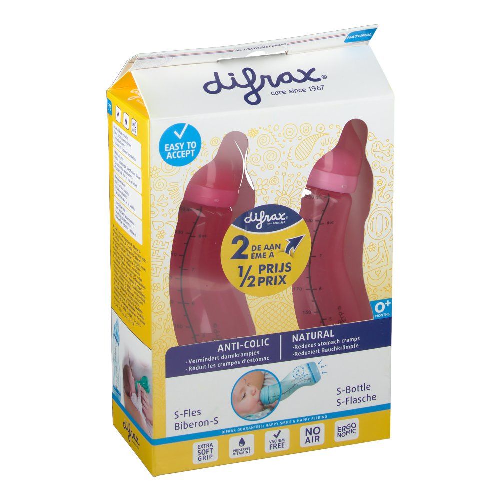 Difrax® Biberon S Natural 0+ mois 250 ml Girl