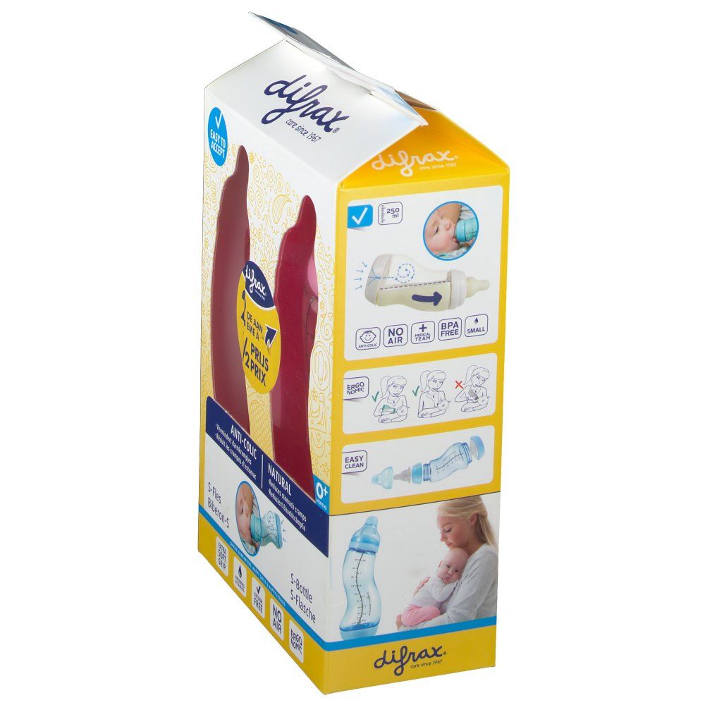 Difrax® Biberon S Natural 0+ mois 250 ml Girl