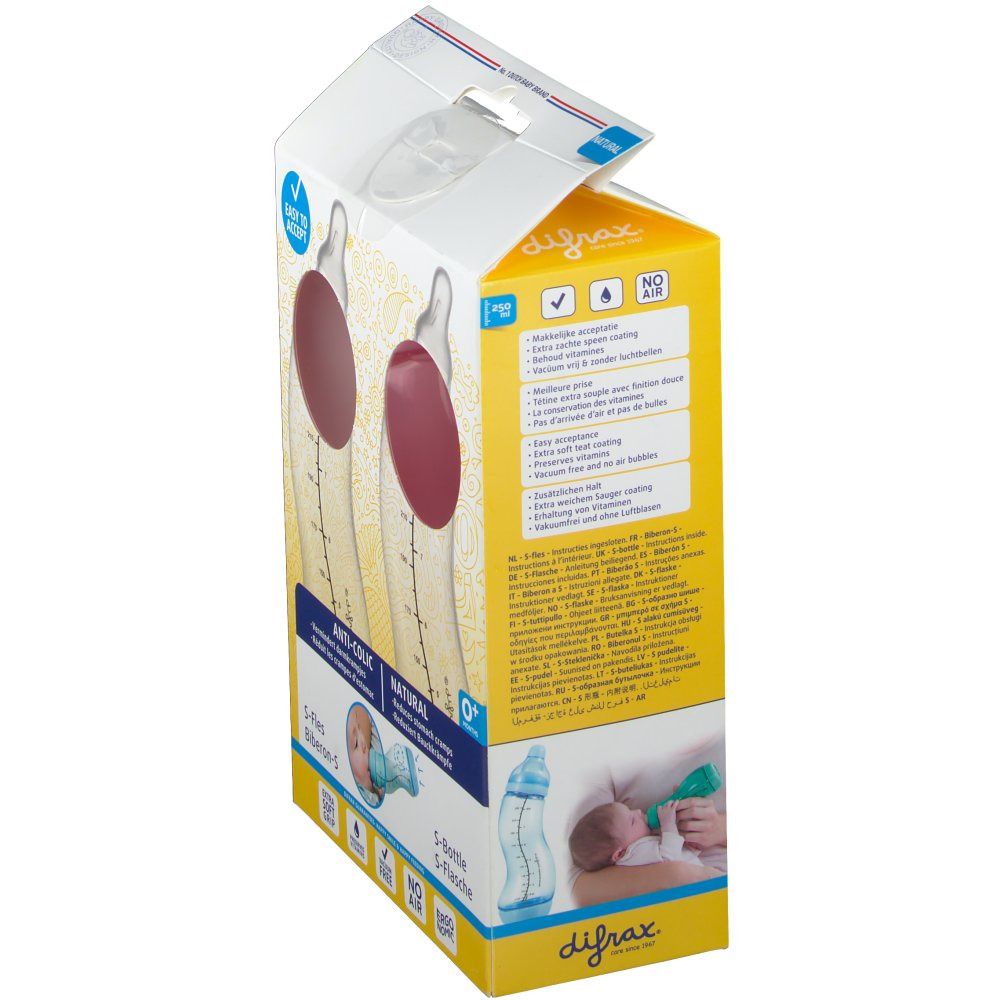 Difrax® Biberon S Natural 0+ mois 250 ml Girl