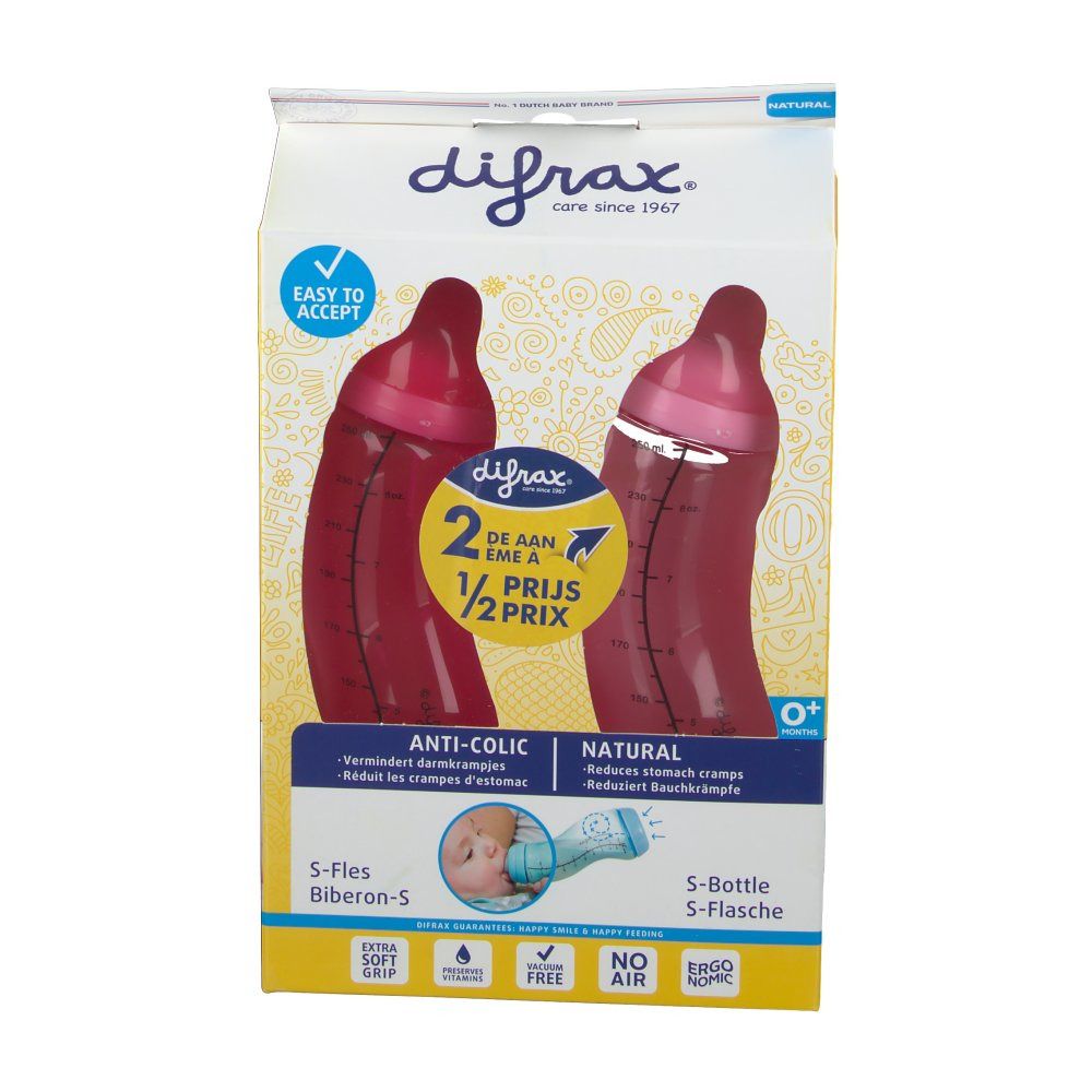 Difrax® Biberon S Natural 0+ mois 250 ml Girl