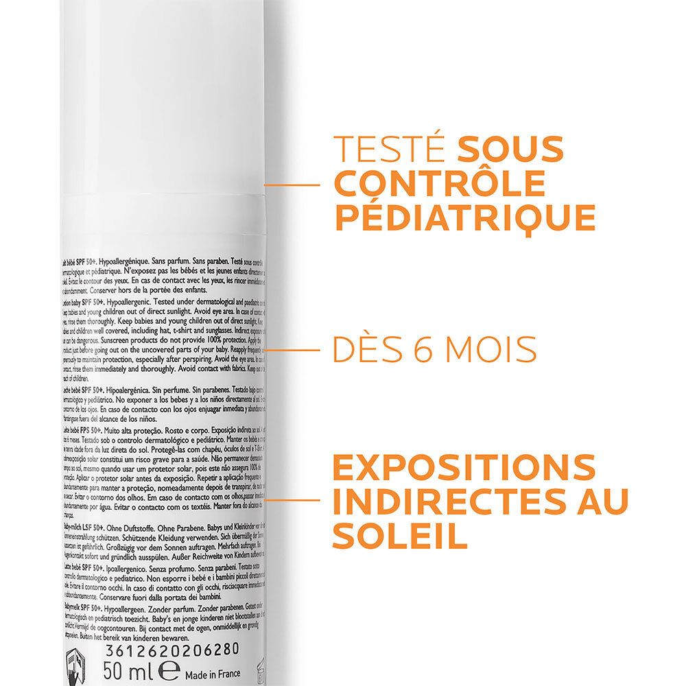 Anthelios Crème Solaire en Lait Bébé Dermo-Pediatrics SPF50+ Sans Parfum 50 ml