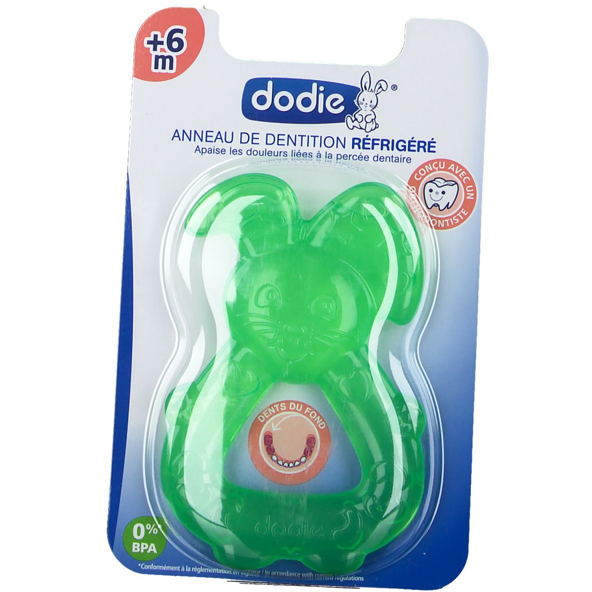 Anneau de Dentition Réfrigéré Dodie Lapin Vert 6Mois+