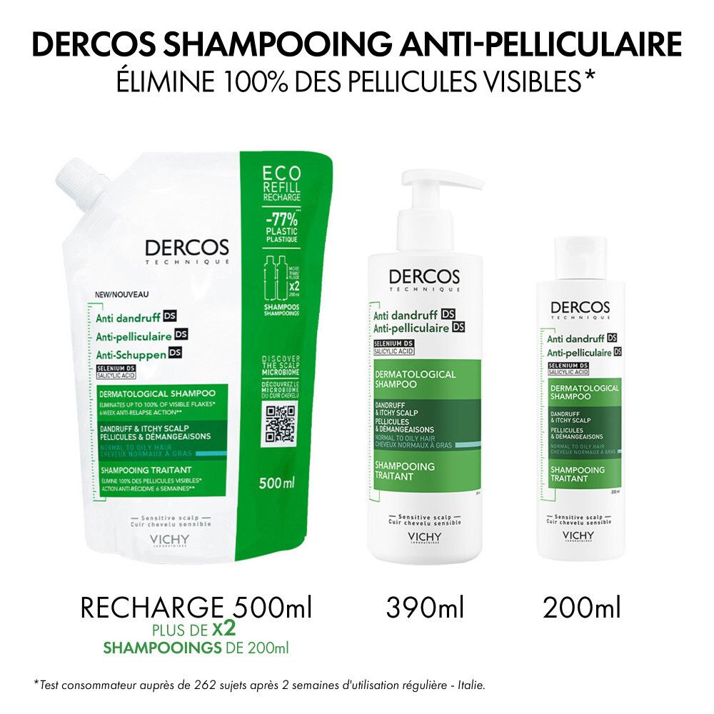 VICHY DERCOS Anti-Pelliculaire Shampooing cheveux normaux à gras