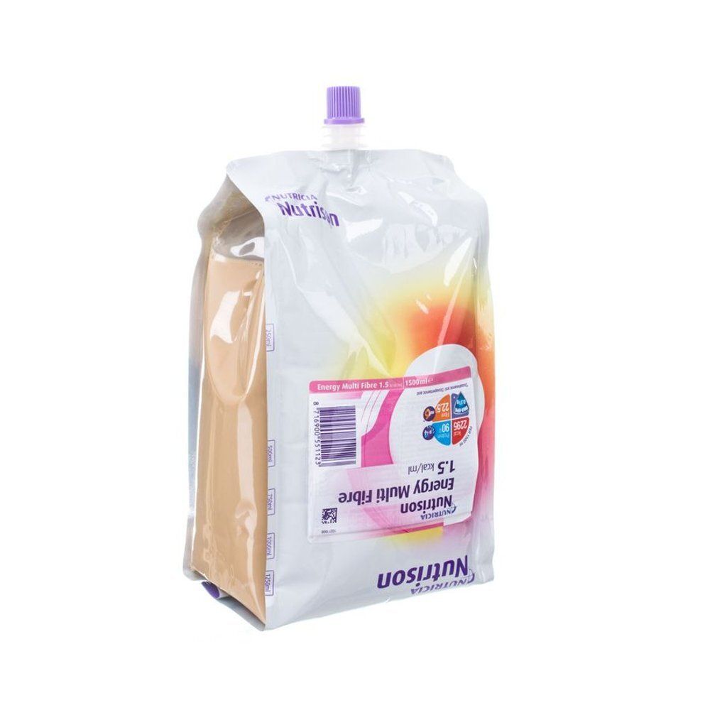 Pochette Nutrison Energy Multi Fibre avec bouchon violet.
