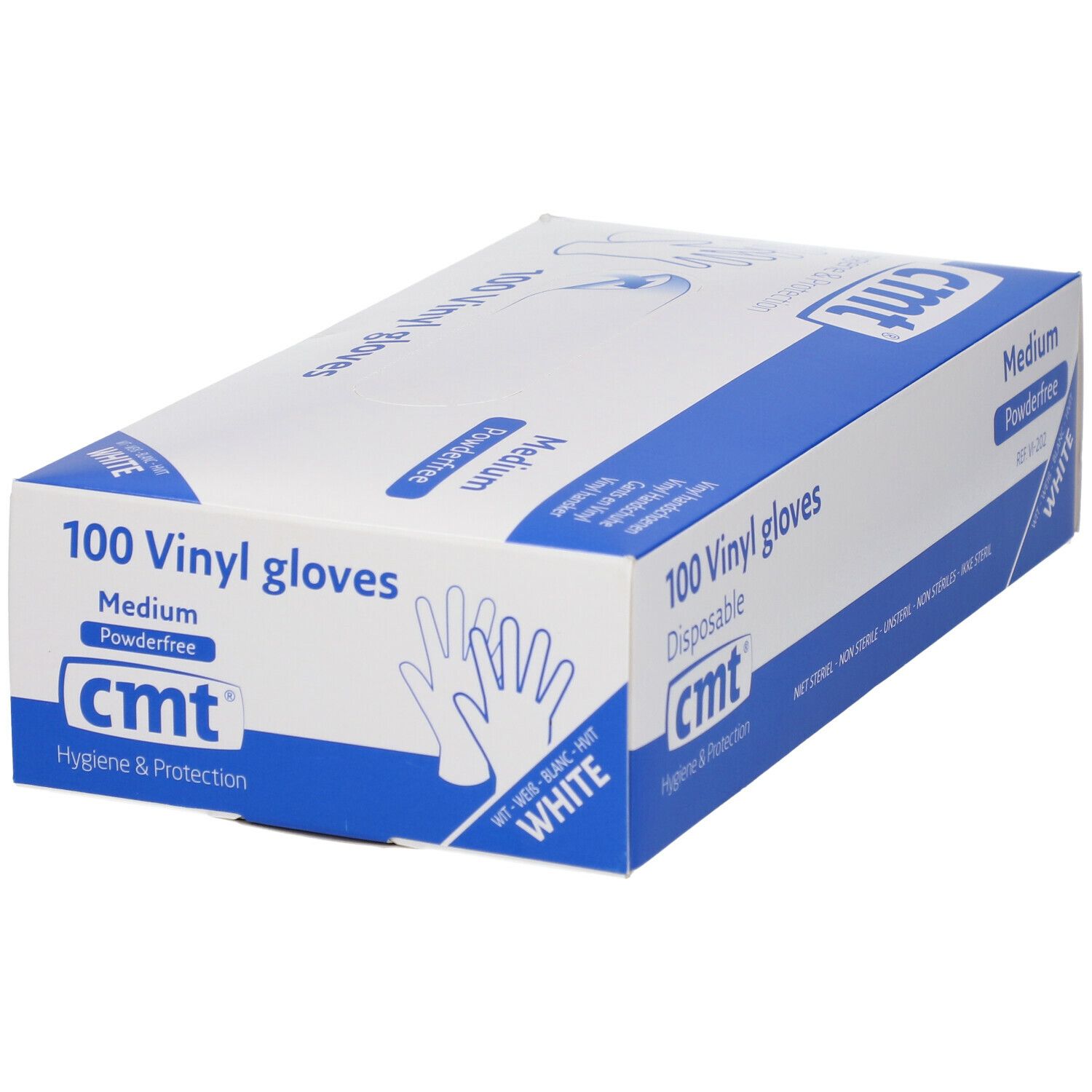 cmt® Gants Vinyl Blanc Transparent sans poudre Medium