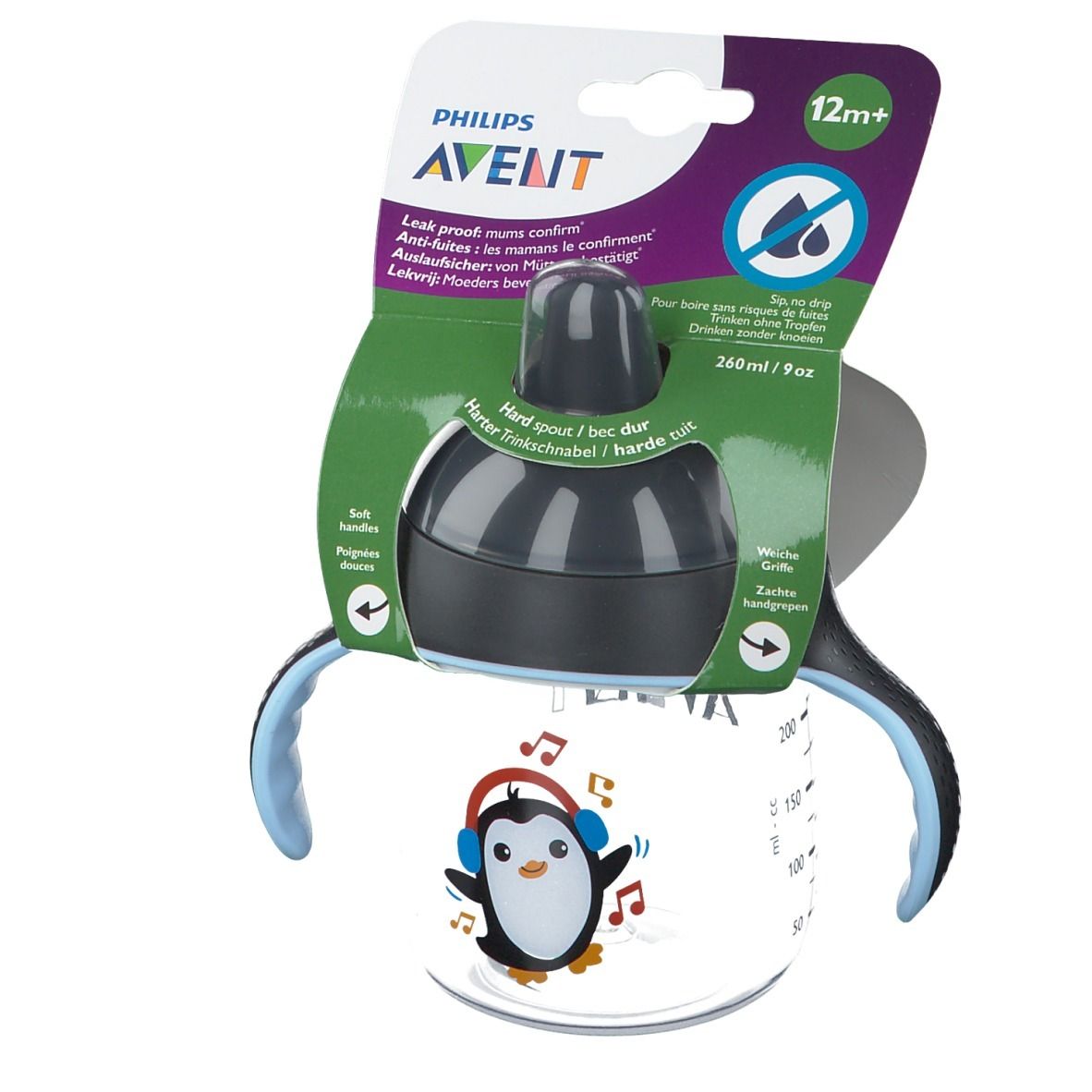 Avent Tasse à bac anti-fuite Pinguin 12mois et +