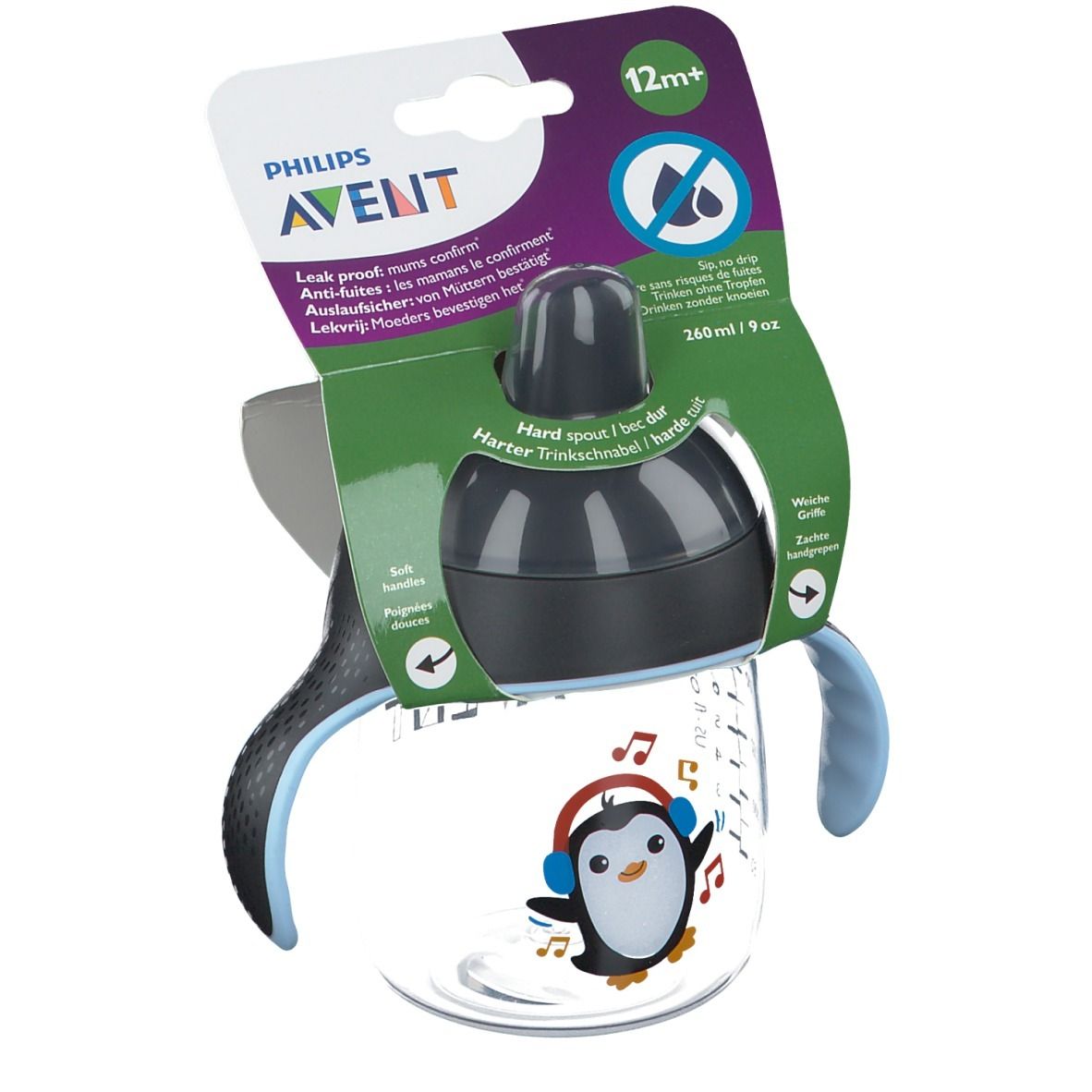 Avent Tasse à bac anti-fuite Pinguin 12mois et +