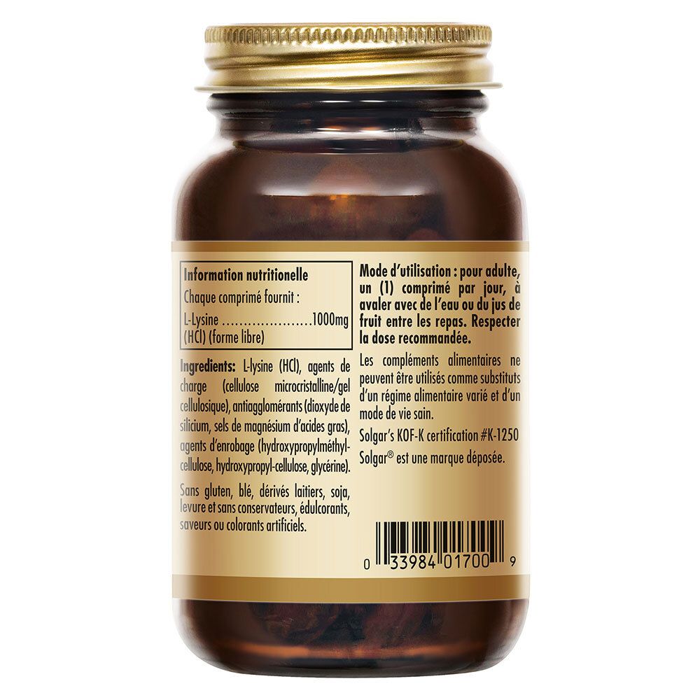 Dos du flacon avec informations nutritionnelles et instructions d'utilisation. Certification KOF-K.