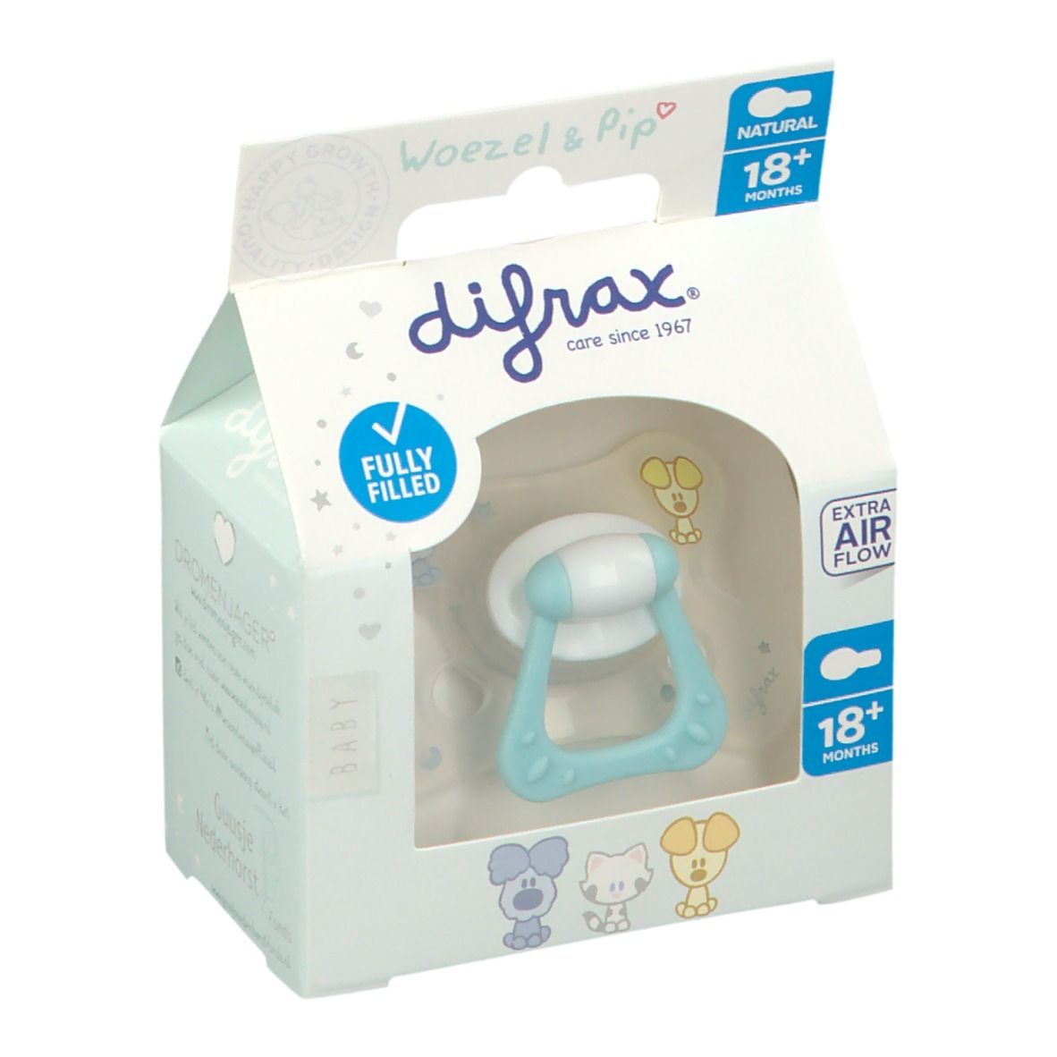 Difrax® Sucette Natural Woezel & Pip +18 mois