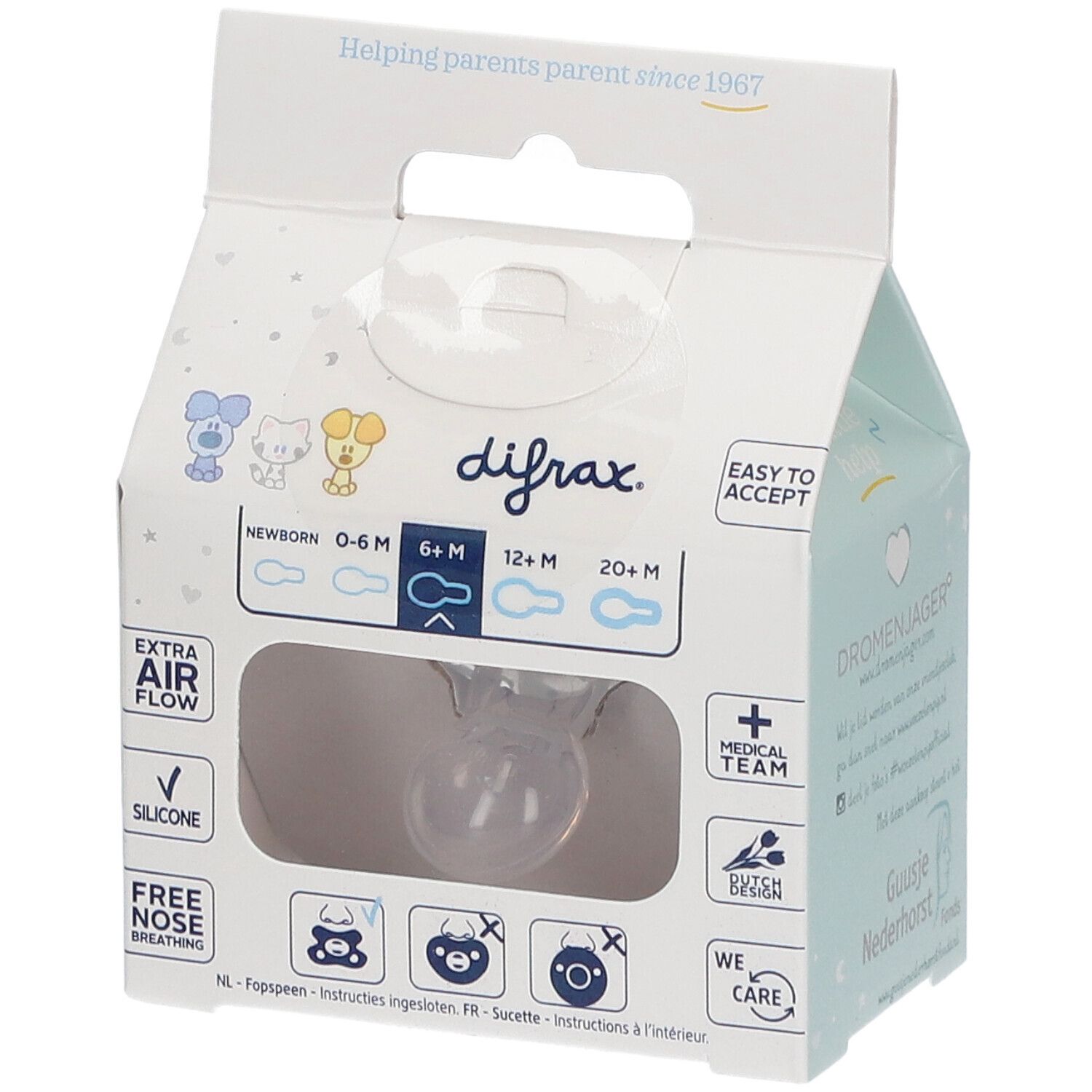 Difrax® Sucette Natural 6 mois+ Woezel & Pip