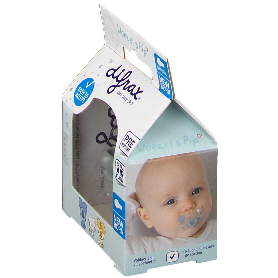 Difrax® Sucette Natural Woezel & Pip Nouveau-né