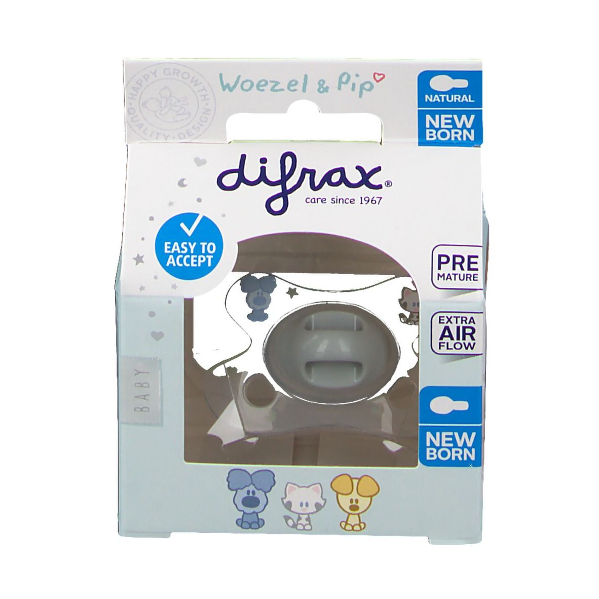 Difrax® Sucette Natural Woezel & Pip Nouveau-né