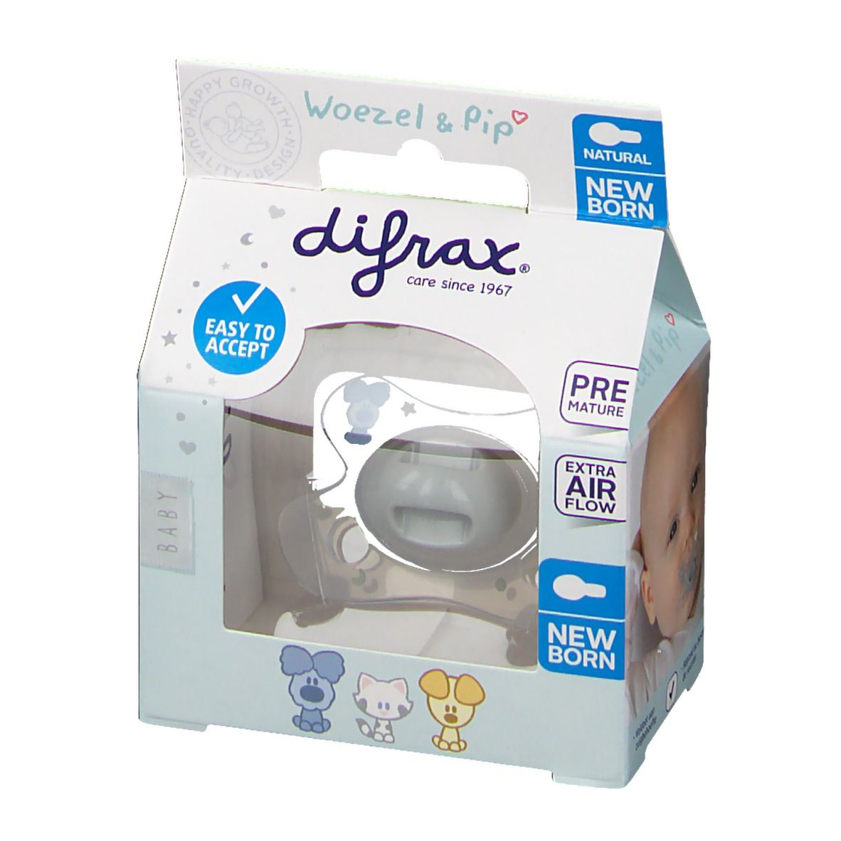 Difrax® Sucette Natural Woezel & Pip Nouveau-né