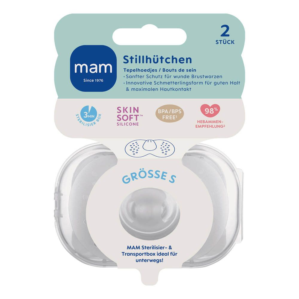 MAM Tétines d'allaitement Taille 1, 2 pièces dans une boîte stérilisable et de transport.