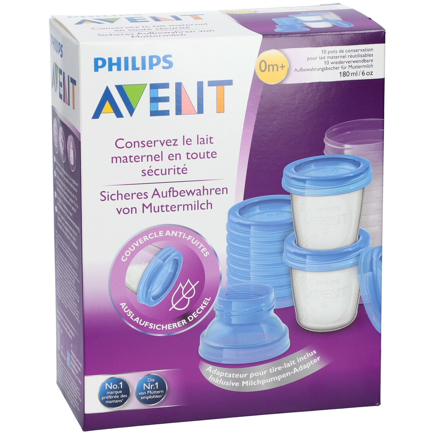 10 pots de conservation pour lait maternel réutilisable - Philips