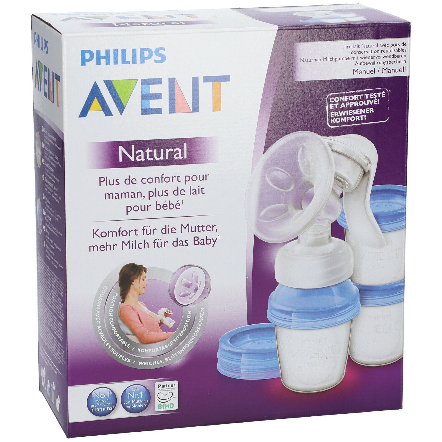Philips Avent Tire-lait manuel sans BPA, portable et léger, coussin en  silicone souple adaptatif de taille unique (Modèle SCF430/01) : :  Bébé et Puériculture
