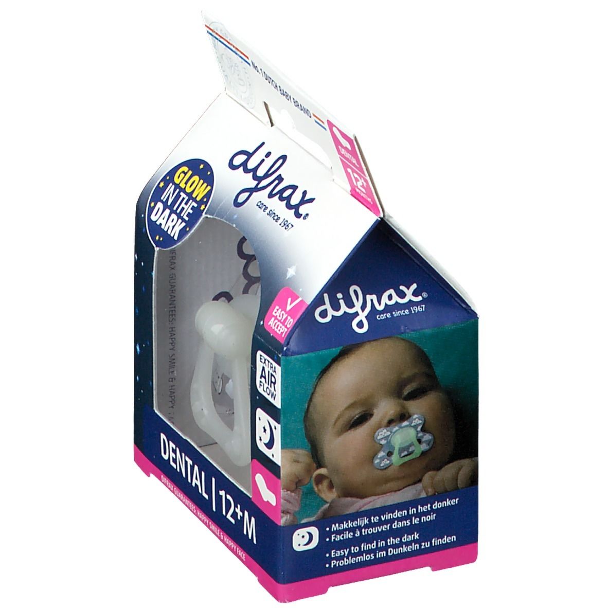 Difrax® Sucette dental nuit +12 Mois (Couleur non sélectionnable)