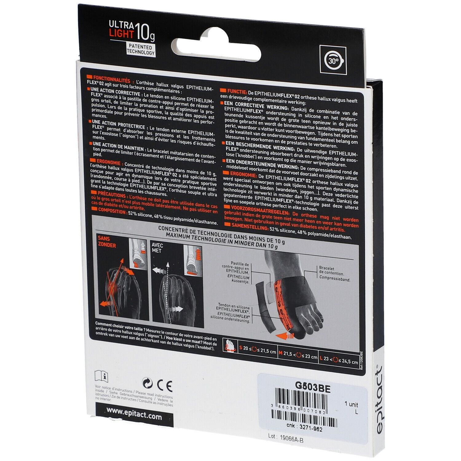 Epitact® Sport Orthèse Hallux Valgus Large