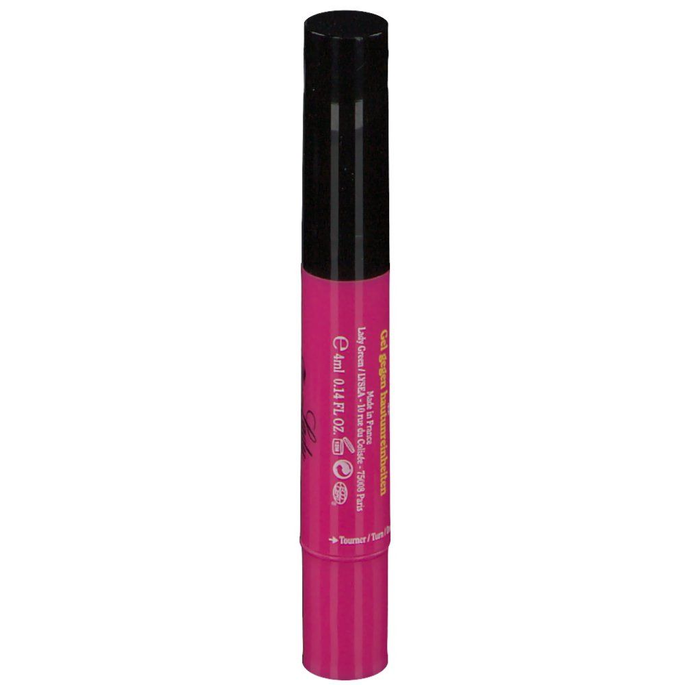 Gel correcteur rose et noir. Inscription: Lady Green, 4ml, 0.14 FL. Oz.
