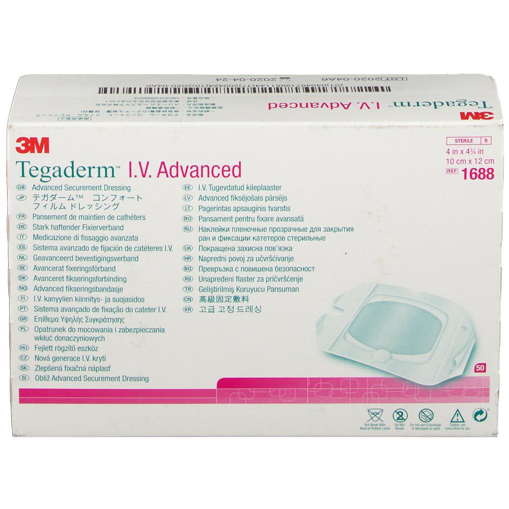 3M Tegaderm™ I.V. Advanced Pansement de fixation fortement adhésif 10 x 12 cm
