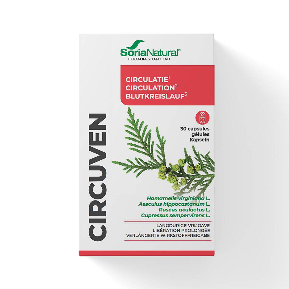Boîte de capsules Circuven. Inscription: Circulatie, Circulation, Blutkreislauf. 30 gélules.
