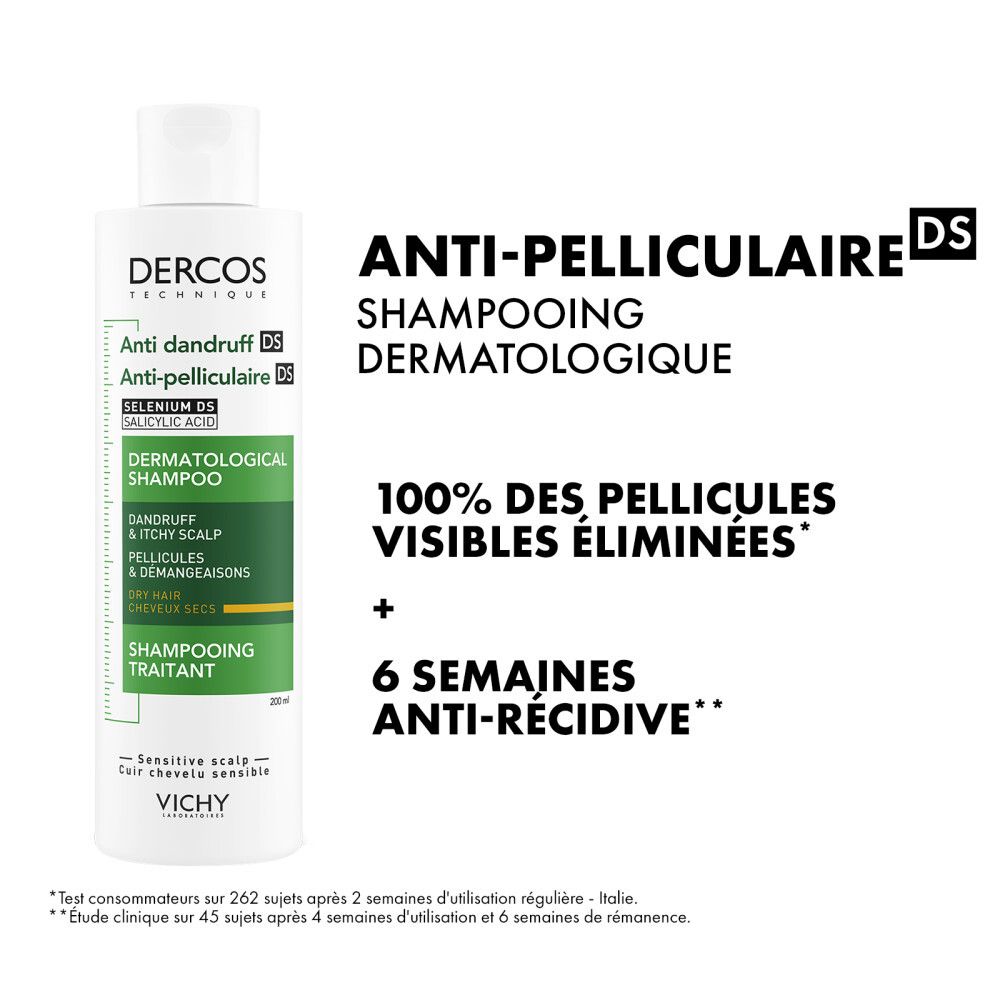 VICHY Dercos Shampooing Antipelliculaire Cheveux Sèches