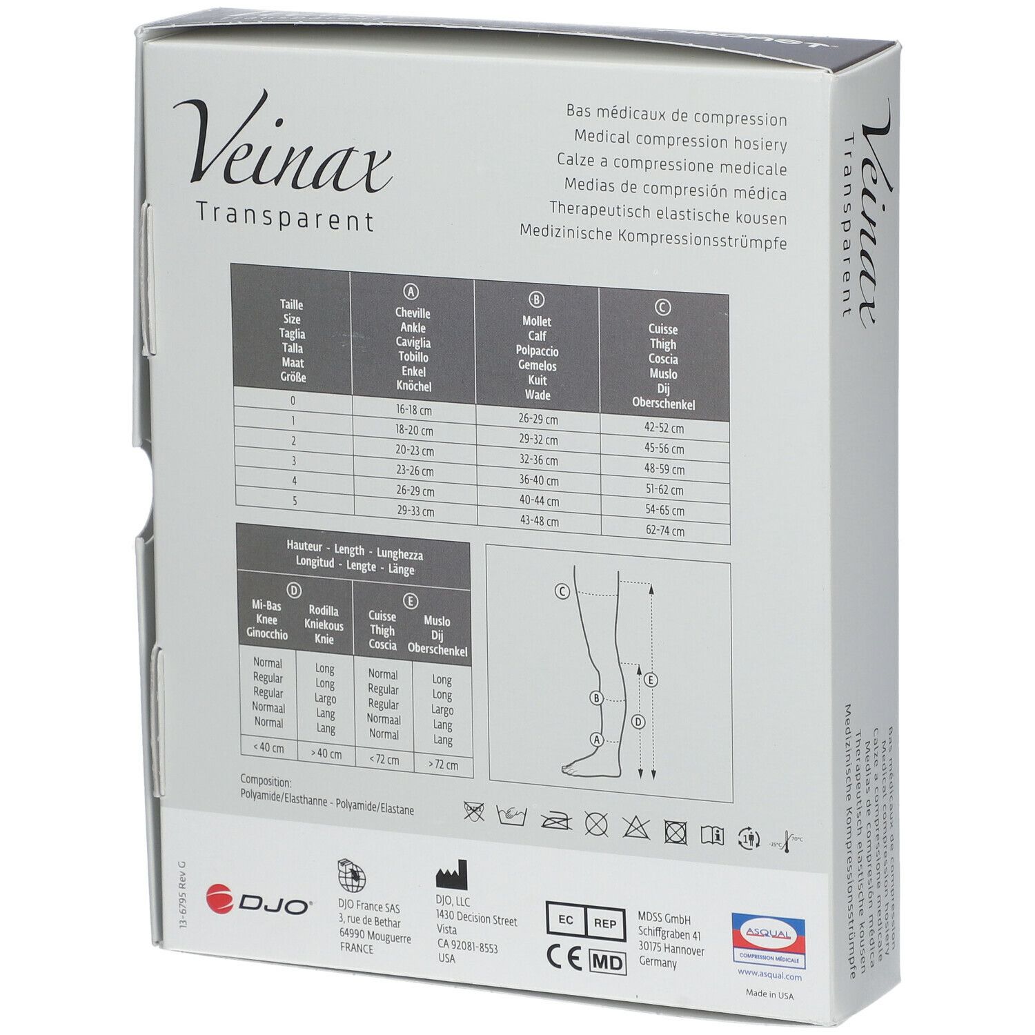 Veinax Mi-Bas Genou Transparent Noir Classe 2 Taille 3
