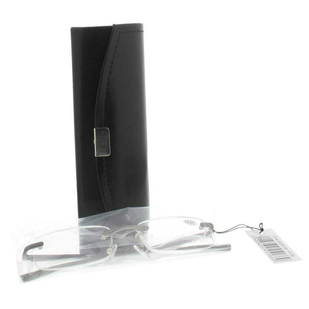 pharmaGLASSES® Lunettes de lecture "Rimless" Gris +3.00