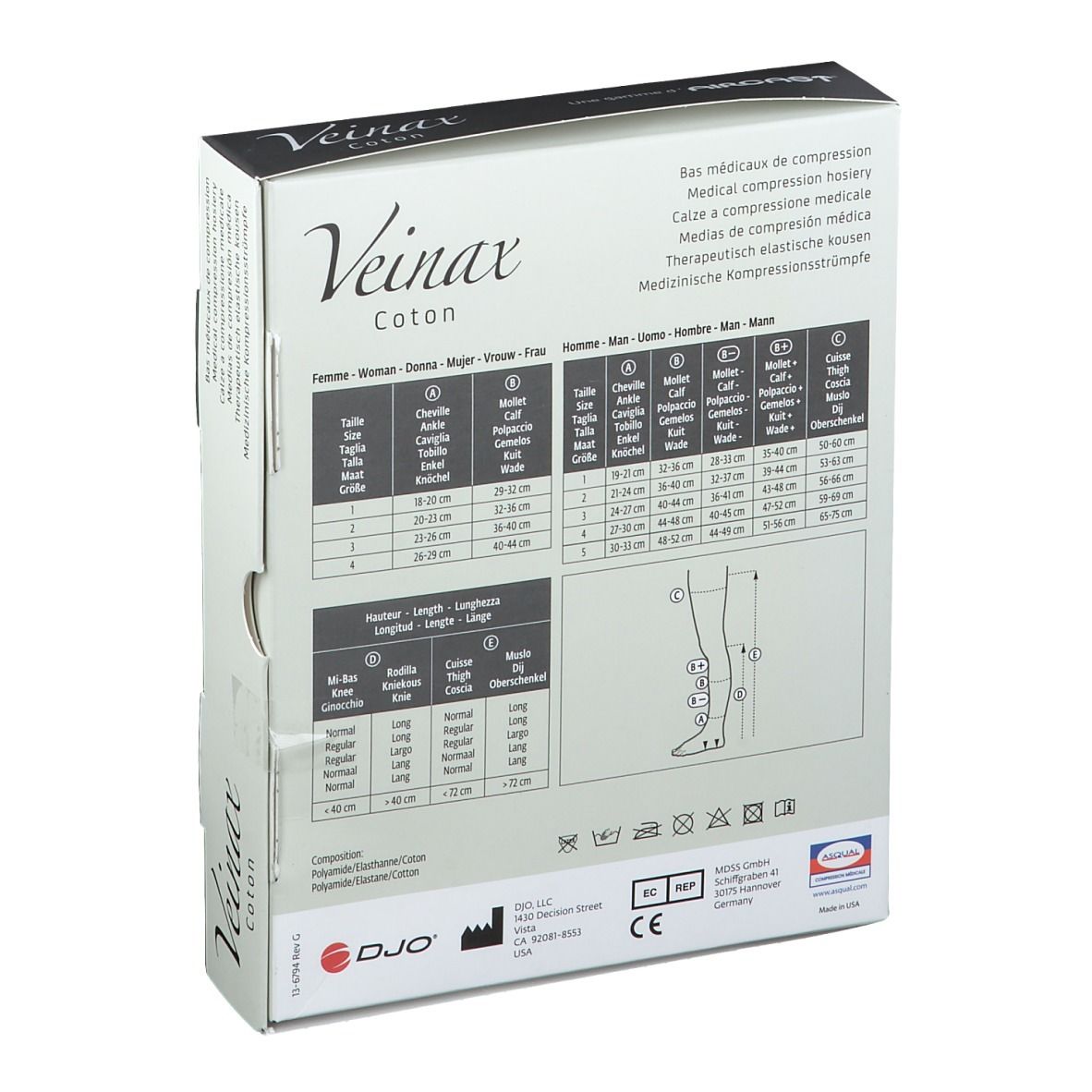Aircast® Veinax Coton Homme Classe 2