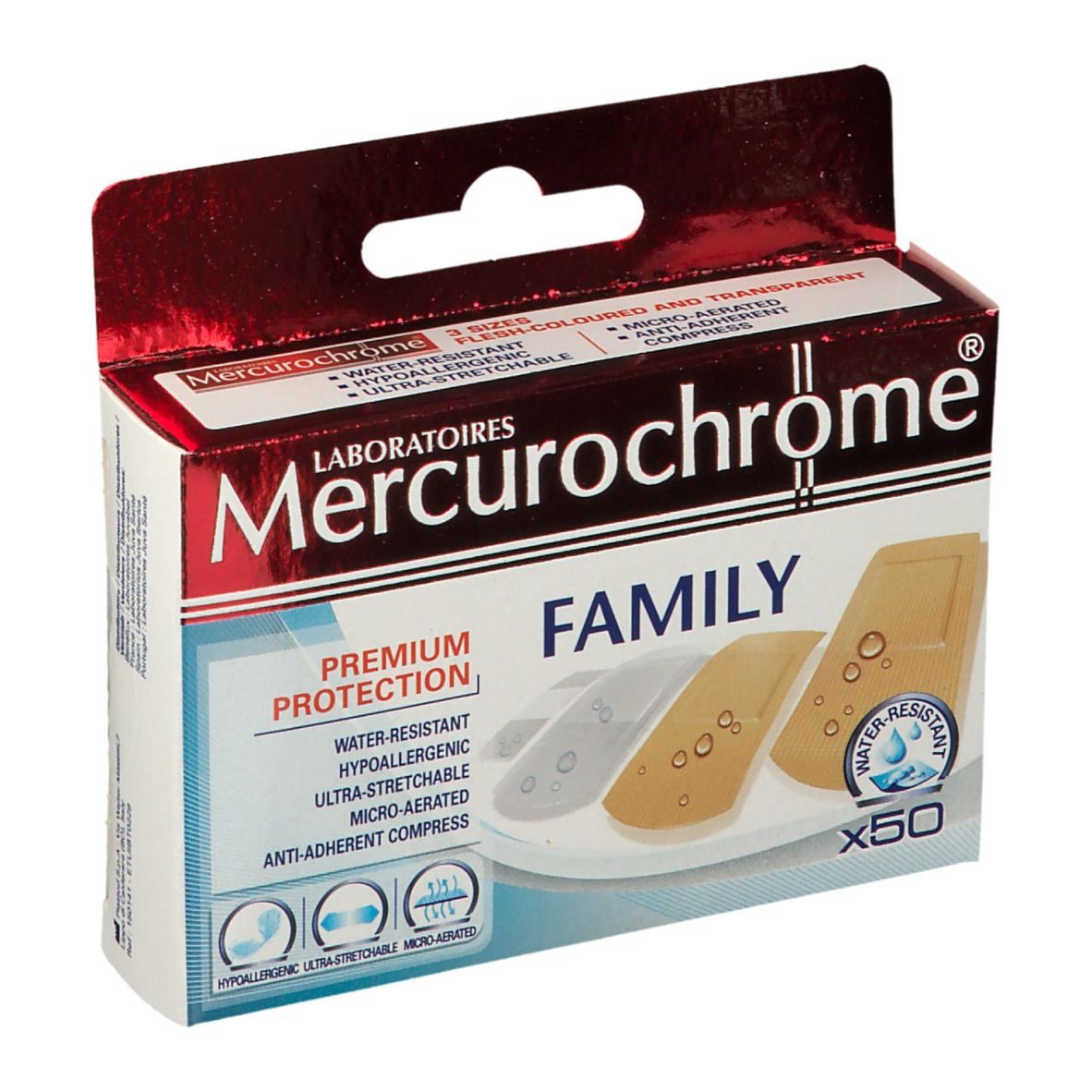Pansements Mercurochrome Cicatrisants - Lot De 6 - Retrait Indolore 7x5 Cm - Neuf