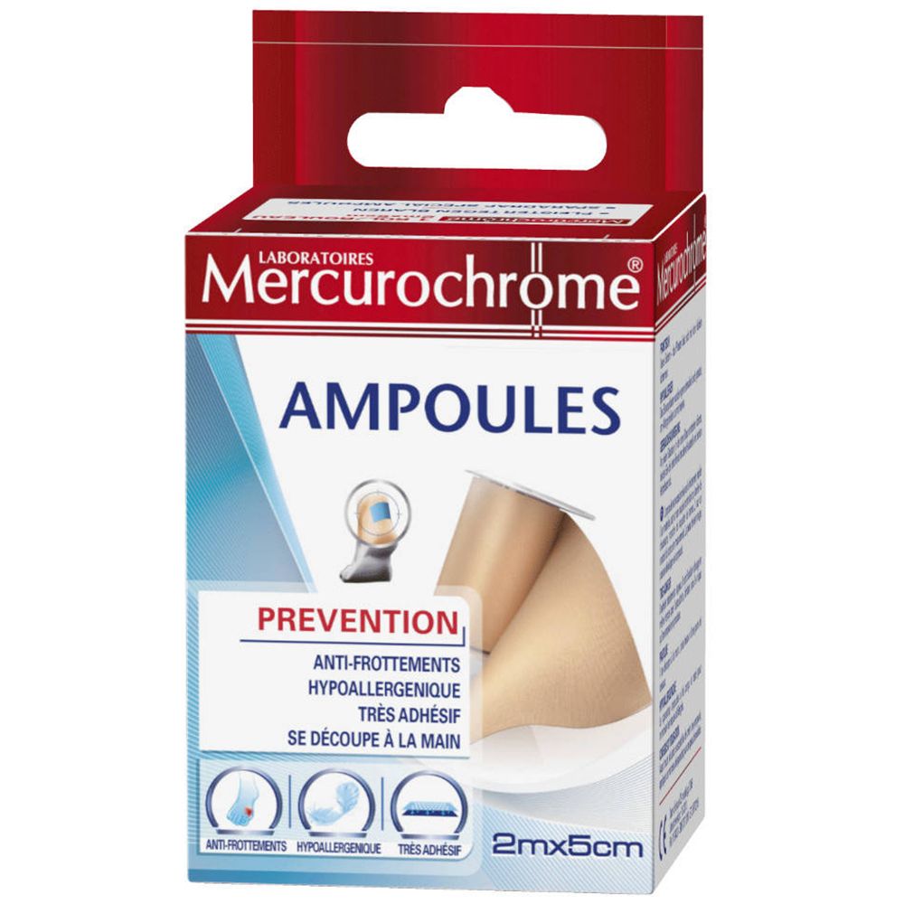 Mercurochrome® Sparadrap Prévention Ampoules 2 m x 5 cm