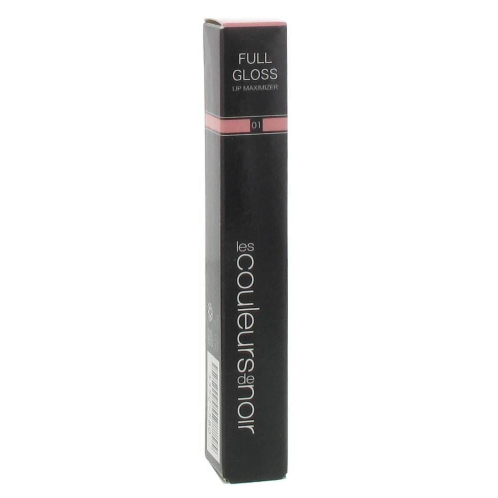 Emballage noir pour Lip Maximizer. Texte : Full Gloss, Lip Maximizer 01. Marque : Les Couleurs de Noir.