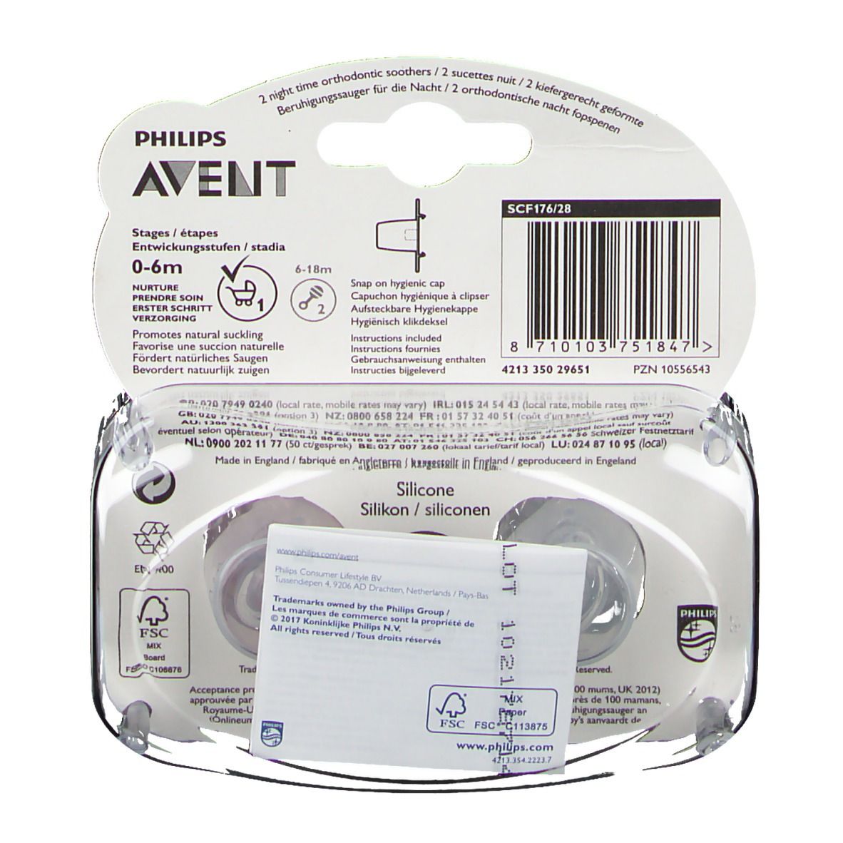 Avent Sucette Silicone 0-6 Mois Nuit Rose