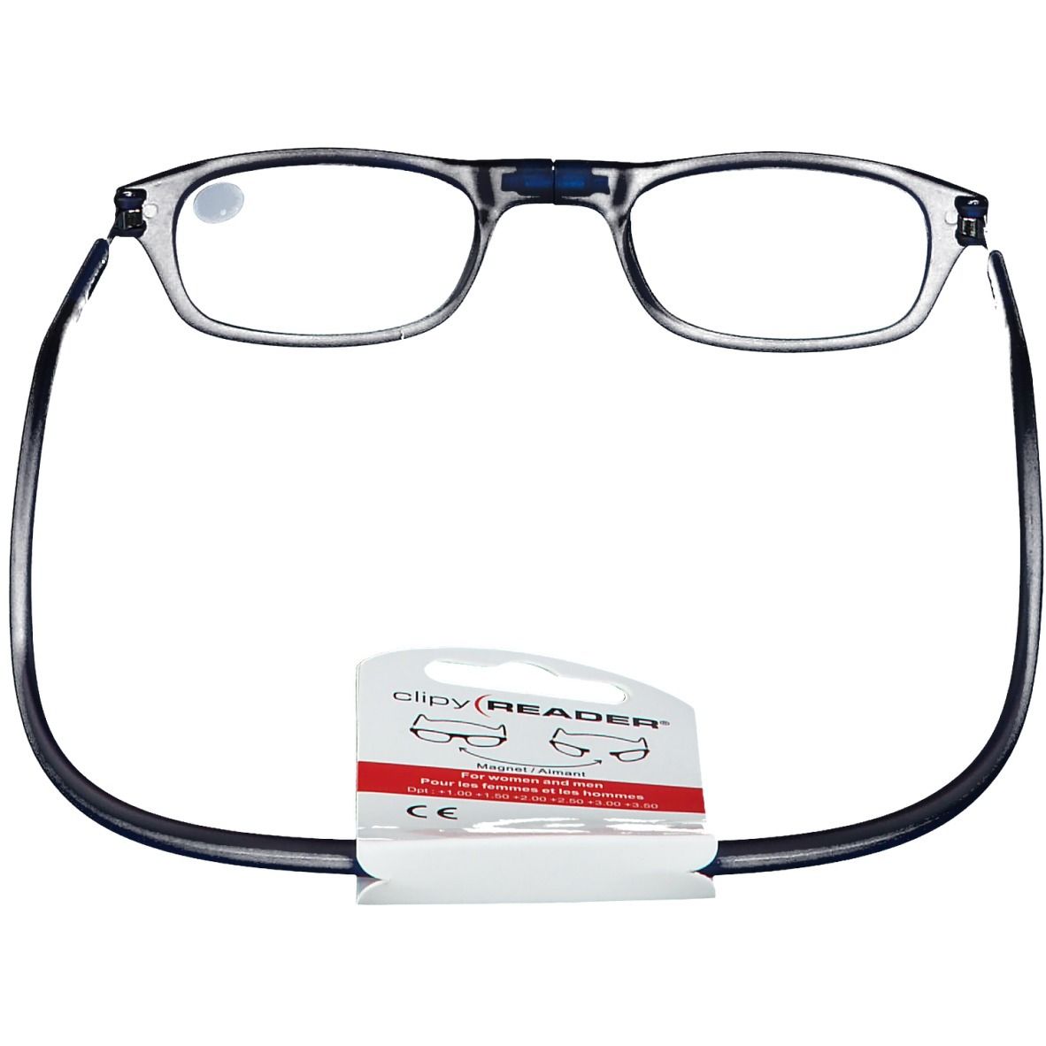 CLIPYREADER® Lunettes de lecture avec un aimant Noir +2.00