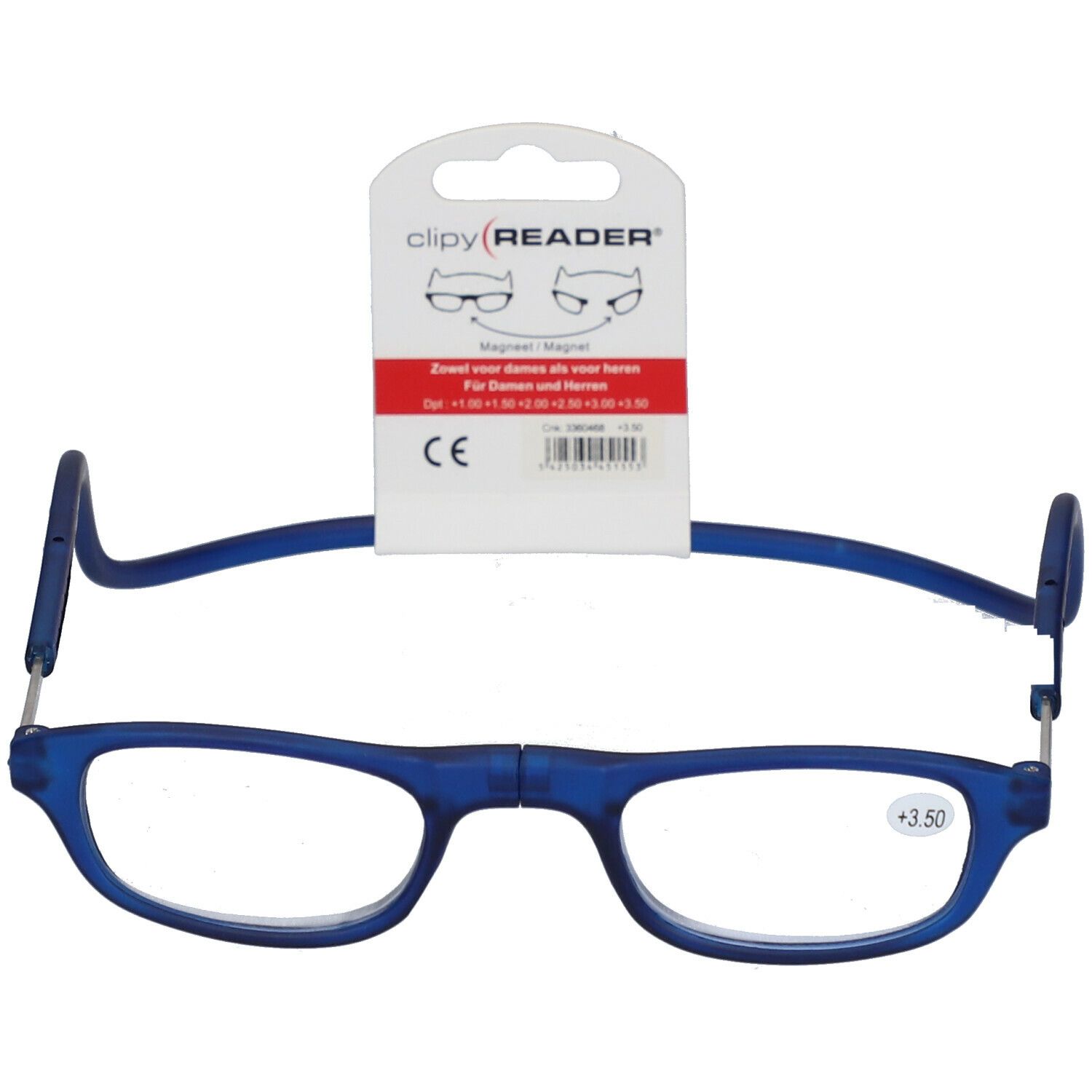 CLIPYREADER® Lunettes de lecture avec un aimant Bleu +3.50