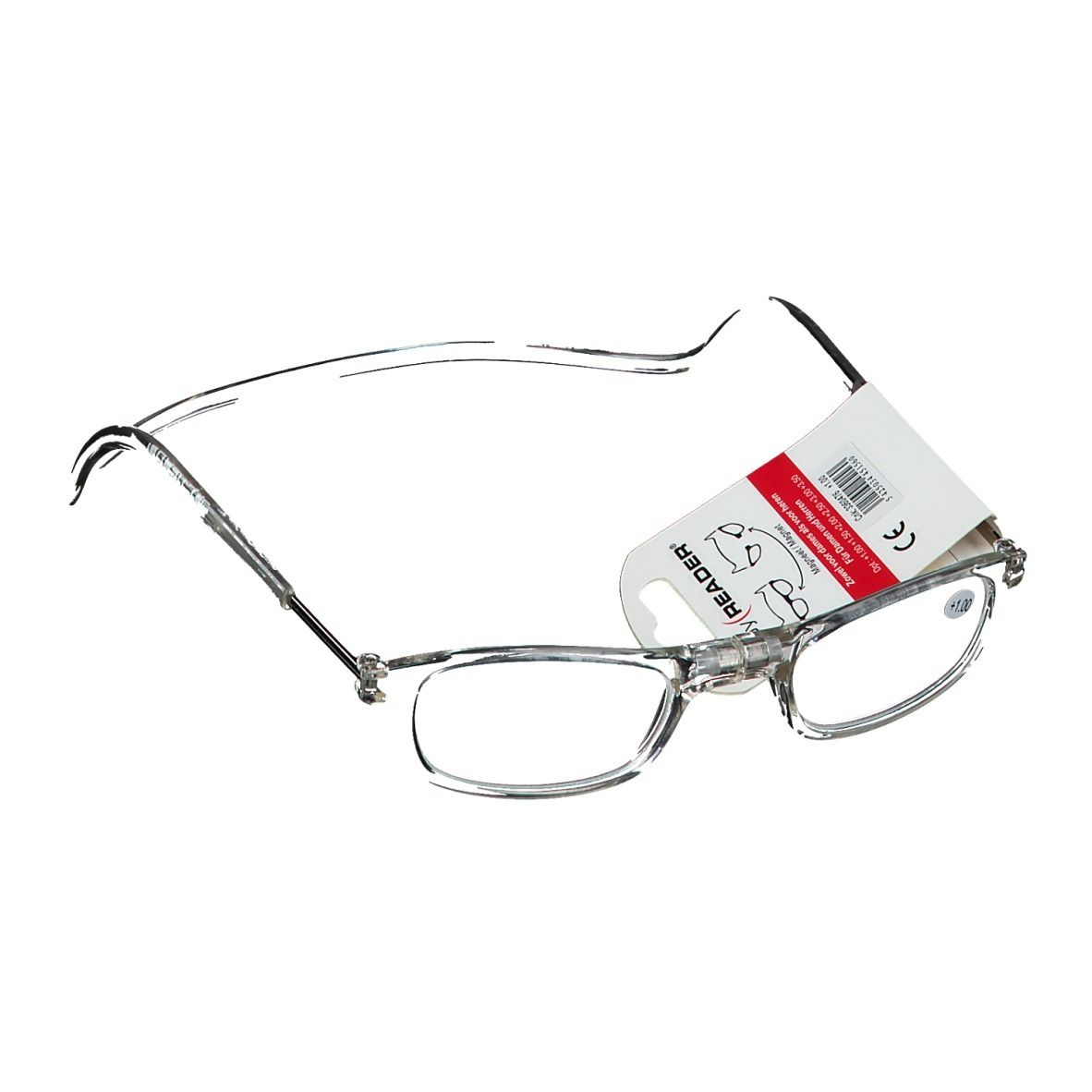 pharmaGLASSES® ClipyReader Transparant +1