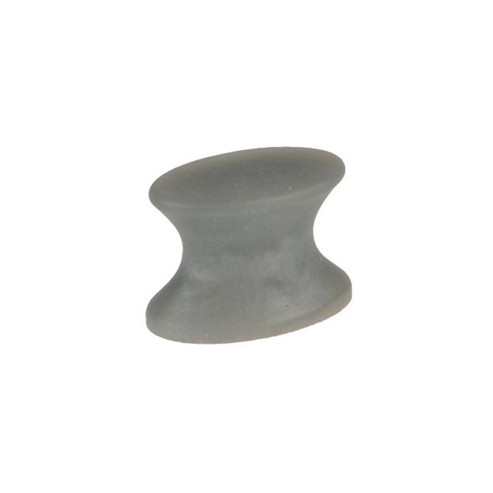Coussinet en gel de silicone gris. Dessus rond légèrement bombé et base profilée. Produit unique, sur fond blanc.