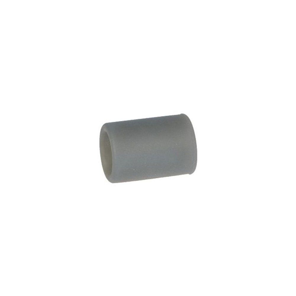 Coussin cylindrique gris. Extrémités ouvertes. Isolé sur fond blanc.